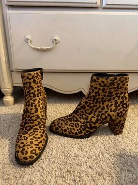 Steve Madden Leopard-Print Ankle Boots in Tan and Brown